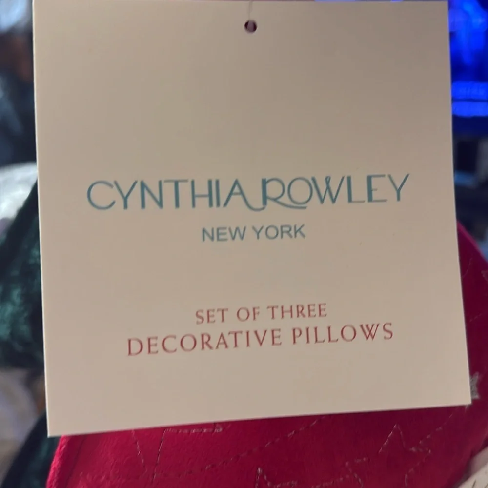 Cynthia Rowley Set of Three velvet Christmas tree Pillows 🎄🎄🎄